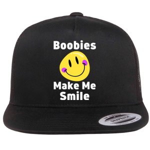 Boobies Make Me Smile Mardi Gras Funny Flat Bill Trucker Hat