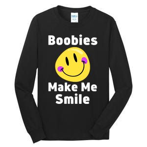 Boobies Make Me Smile Mardi Gras Funny Tall Long Sleeve T-Shirt