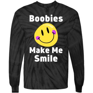 Boobies Make Me Smile Mardi Gras Funny Tie-Dye Long Sleeve Shirt