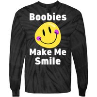 Boobies Make Me Smile Mardi Gras Funny Tie-Dye Long Sleeve Shirt