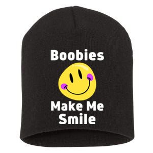 Boobies Make Me Smile Mardi Gras Funny Short Acrylic Beanie