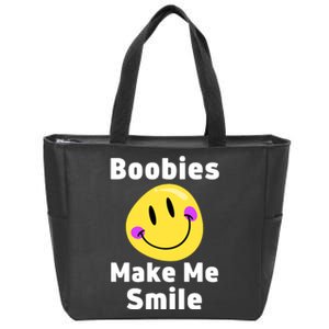 Boobies Make Me Smile Mardi Gras Funny Zip Tote Bag