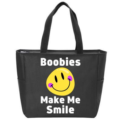 Boobies Make Me Smile Mardi Gras Funny Zip Tote Bag