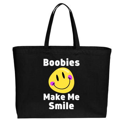 Boobies Make Me Smile Mardi Gras Funny Cotton Canvas Jumbo Tote