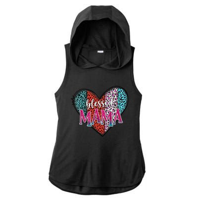 Blessed Mama Modern Hippie Style Mothers Day Gift Ladies PosiCharge Tri-Blend Wicking Draft Hoodie Tank