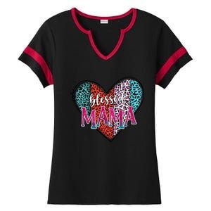 Blessed Mama Modern Hippie Style Mothers Day Gift Ladies Halftime Notch Neck Tee