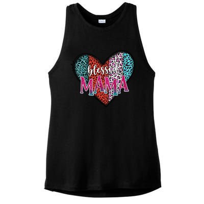 Blessed Mama Modern Hippie Style Mothers Day Gift Ladies PosiCharge Tri-Blend Wicking Tank