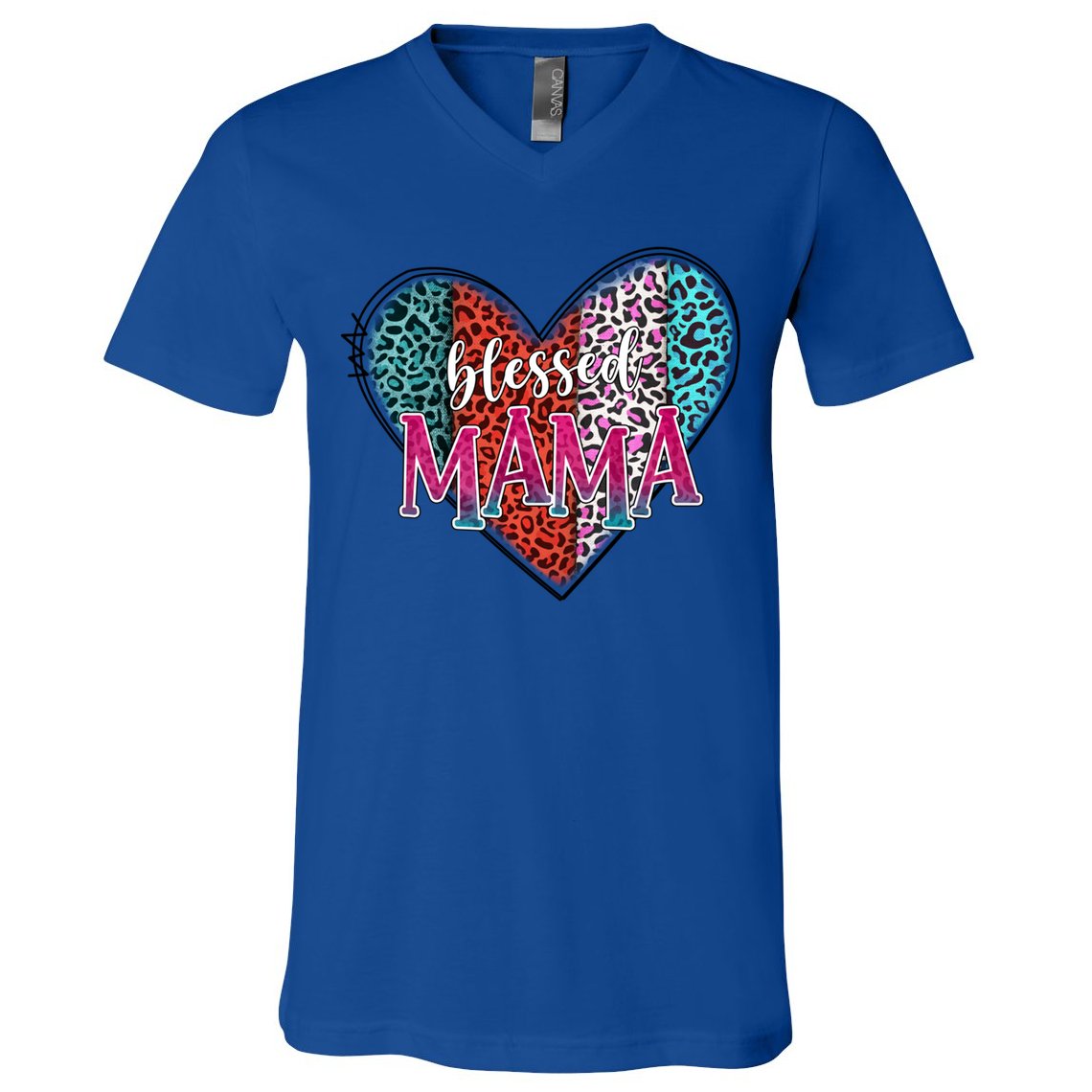 Blessed Mama Modern Hippie Style Mothers Day Gift V-Neck T-Shirt