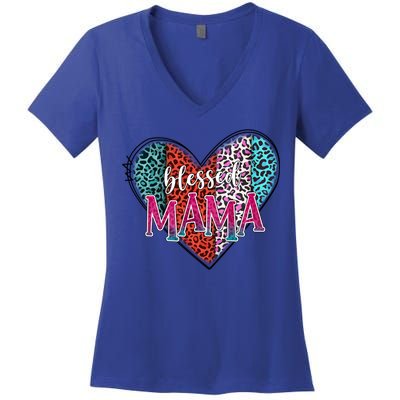 Blessed Mama Modern Hippie Style Mothers Day Gift Women's V-Neck T-Shirt