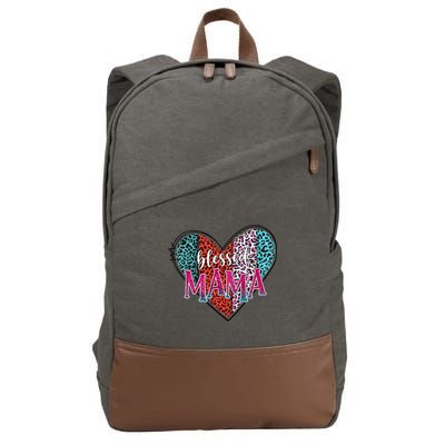 Blessed Mama Modern Hippie Style Mothers Day Gift Cotton Canvas Backpack