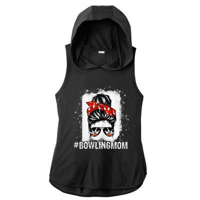 Bowling Mom Messy Bun Bleached Mother's Day Gift Ladies PosiCharge Tri-Blend Wicking Draft Hoodie Tank