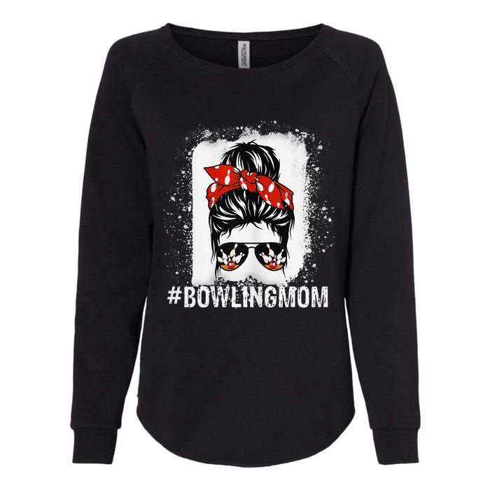 Bowling Mom Messy Bun Bleached Mother's Day Gift Womens California Wash Sweatshirt