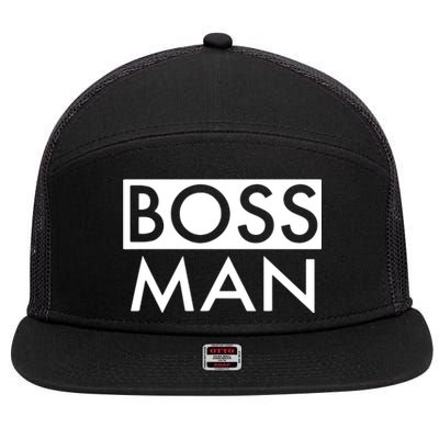 Boss Man Matching Family Couple Portrait Husband Dad 7 Panel Mesh Trucker Snapback Hat