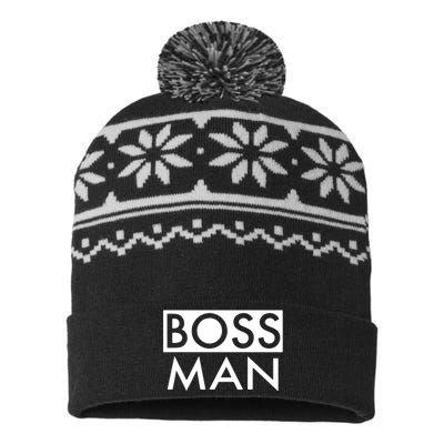 Boss Man Matching Family Couple Portrait Husband Dad USA-Made Snowflake Beanie