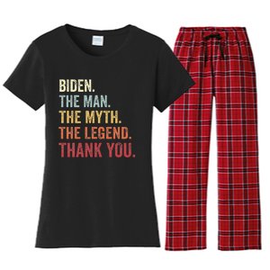 Biden Man Myth Legend Thank You Joe Biden President American Women's Flannel Pajama Set