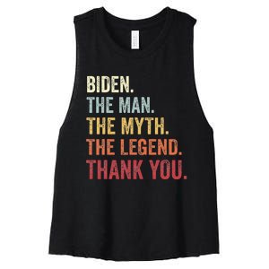 Biden Man Myth Legend Thank You Joe Biden President American Women's Racerback Cropped Tank