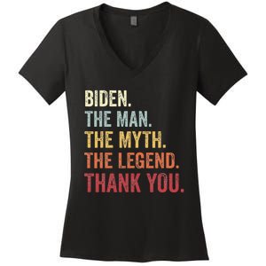 Biden Man Myth Legend Thank You Joe Biden President American Women's V-Neck T-Shirt