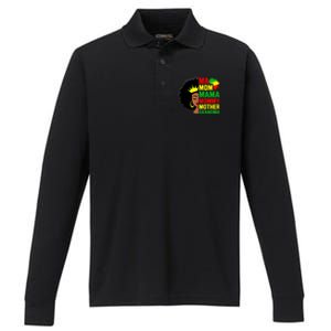 Black Mom Mama Mother Juneteenth Mother's Day Black History Cool Gift Performance Long Sleeve Polo