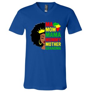 Black Mom Mama Mother Juneteenth Mother's Day Black History Cool Gift V-Neck T-Shirt