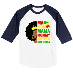 Black Mom Mama Mother Juneteenth Mother's Day Black History Cool Gift Baseball Sleeve Shirt