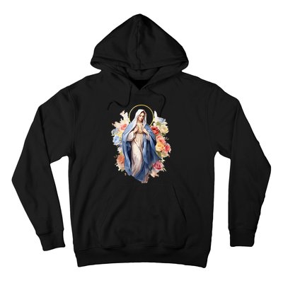 Blessed Mother Mary Mother Of Jesus Roses Our Lady Catholic Hoodie