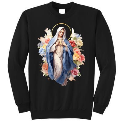 Blessed Mother Mary Mother Of Jesus Roses Our Lady Catholic Sweatshirt