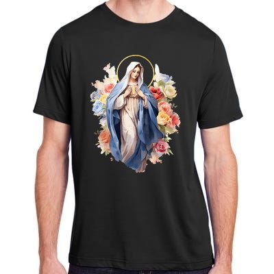 Blessed Mother Mary Mother Of Jesus Roses Our Lady Catholic Adult ChromaSoft Performance T-Shirt