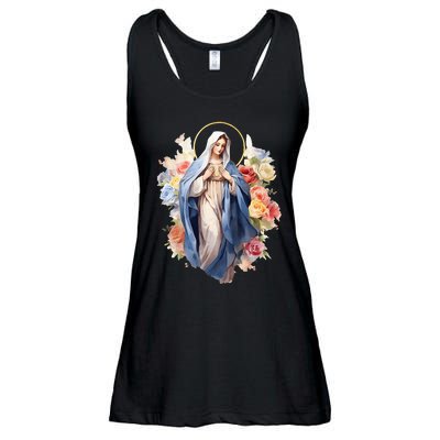 Blessed Mother Mary Mother Of Jesus Roses Our Lady Catholic Ladies Essential Flowy Tank