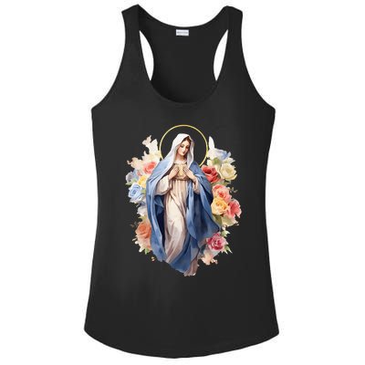 Blessed Mother Mary Mother Of Jesus Roses Our Lady Catholic Ladies PosiCharge Competitor Racerback Tank