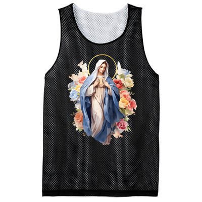 Blessed Mother Mary Mother Of Jesus Roses Our Lady Catholic Mesh Reversible Basketball Jersey Tank