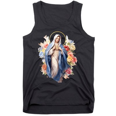 Blessed Mother Mary Mother Of Jesus Roses Our Lady Catholic Tank Top