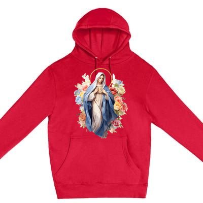 Blessed Mother Mary Mother Of Jesus Roses Our Lady Catholic Premium Pullover Hoodie