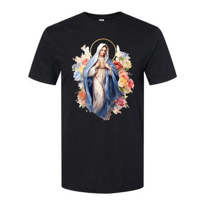 Blessed Mother Mary Mother Of Jesus Roses Our Lady Catholic Softstyle CVC T-Shirt