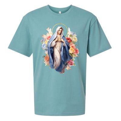 Blessed Mother Mary Mother Of Jesus Roses Our Lady Catholic Sueded Cloud Jersey T-Shirt