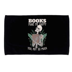 Books Make Me Happy You Not So Much Funny Book Nerd Skeleton Microfiber Hand Towel