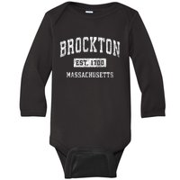 Brockton Massachusetts Ma Vintage Established Sports Baby Long Sleeve Bodysuit