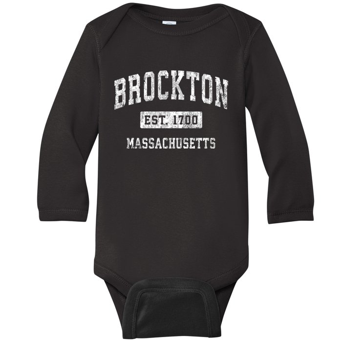 Brockton Massachusetts Ma Vintage Established Sports Baby Long Sleeve Bodysuit