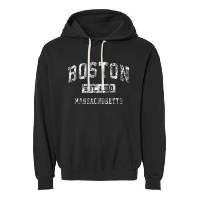 Boston Massachusetts Ma Vintage Established Sports Design Garment-Dyed Fleece Hoodie