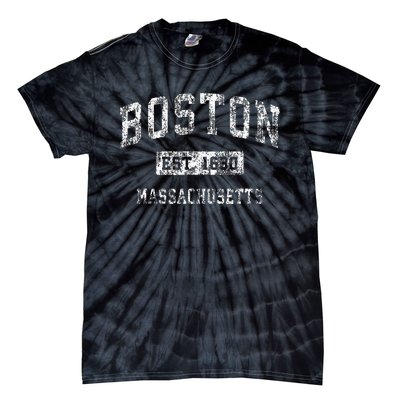 Boston Massachusetts Ma Vintage Established Sports Design Tie-Dye T-Shirt