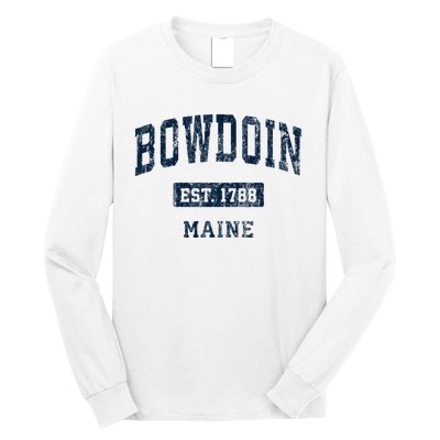 Bowdoin Maine Me Vintage Sports Established Long Sleeve Shirt