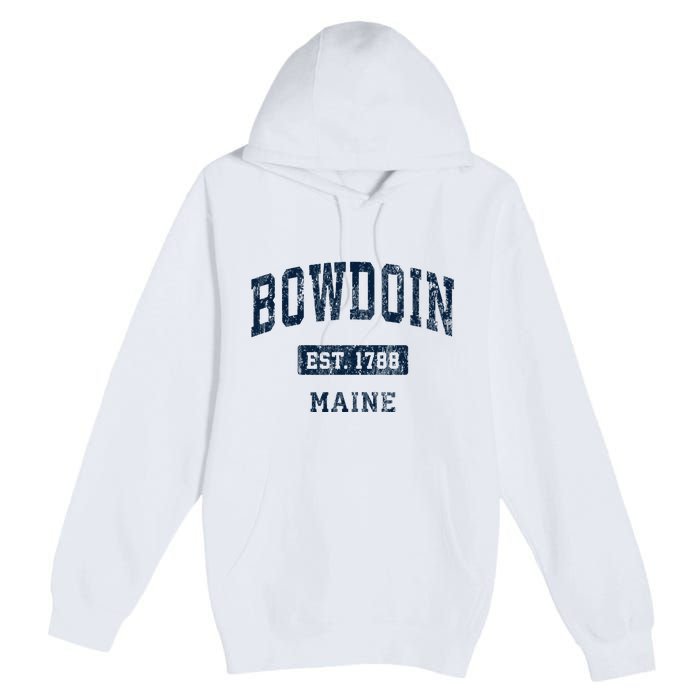 Bowdoin Maine Me Vintage Sports Established Premium Pullover Hoodie