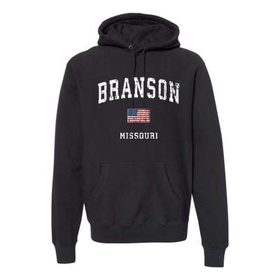 Branson Missouri Mo Vintage American Flag Sports Design Premium Hoodie