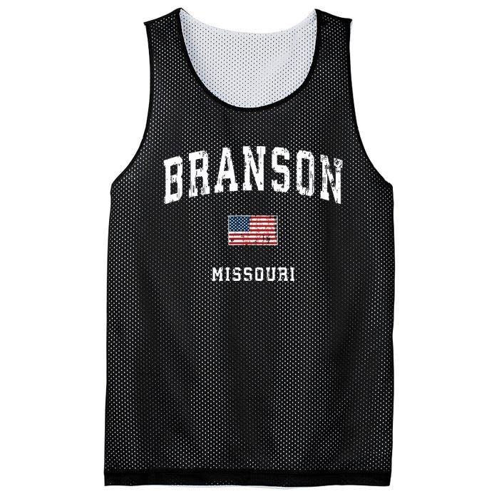 Branson Missouri Mo Vintage American Flag Sports Design Mesh Reversible Basketball Jersey Tank