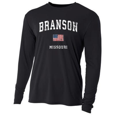 Branson Missouri Mo Vintage American Flag Sports Design Cooling Performance Long Sleeve Crew