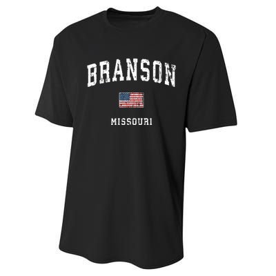 Branson Missouri Mo Vintage American Flag Sports Design Performance Sprint T-Shirt