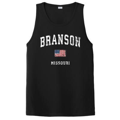 Branson Missouri Mo Vintage American Flag Sports Design PosiCharge Competitor Tank