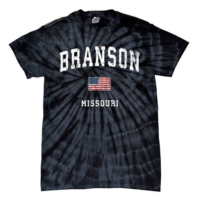 Branson Missouri Mo Vintage American Flag Sports Design Tie-Dye T-Shirt