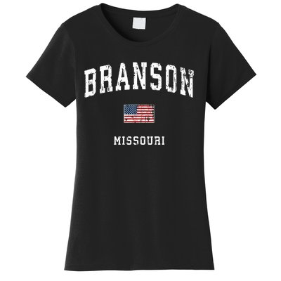 Branson Missouri Mo Vintage American Flag Sports Design Women's T-Shirt