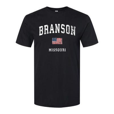 Branson Missouri Mo Vintage American Flag Sports Design Softstyle CVC T-Shirt