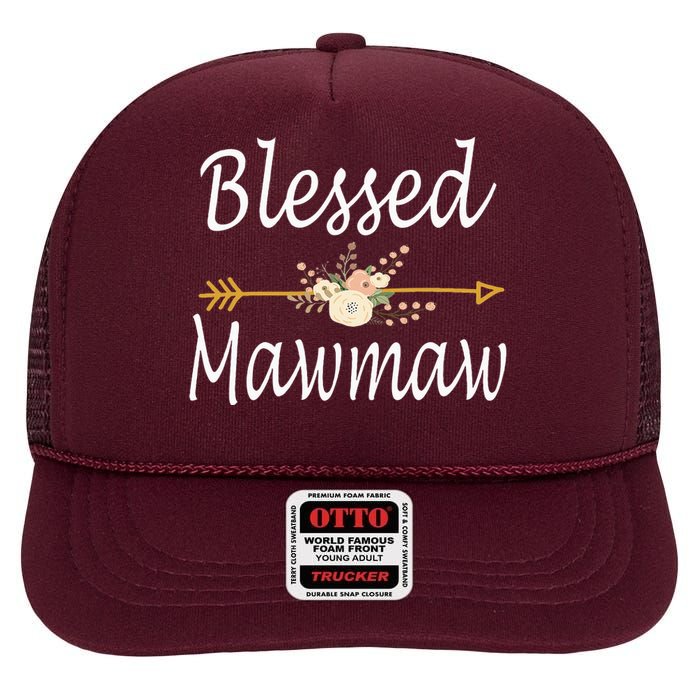 Blessed Mawmaw Mothers Day Gifts High Crown Mesh Back Trucker Hat